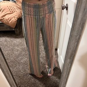 Wide leg striped pants